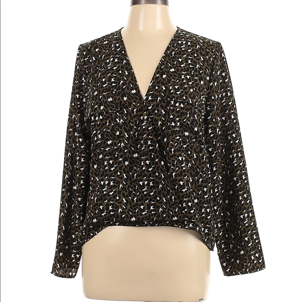 ABOUND - Surplice Patterned Pocket Blouse